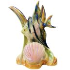 H. Bequet Vis Sculptuur Porselein Met Schelp 1950’s thumbnail 2
