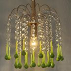 6 Stuks Vintage Opaline Groene Kristallen Teardrop Kroonluchters thumbnail 5
