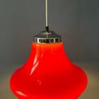 Rode Space Age Hanglamp Van Plexiglas Met Chroom Kapje thumbnail 5