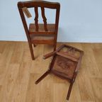 Vintage Houten Bistrostoelen Boeren Stoeltjes Café Stoelen Set Prijs thumbnail 8