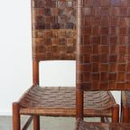 Set Van 6 Schuitema Eetkamerstoelen Uit De Shaker Collectie Met Gevlochten Leren Zitting En Rugle thumbnail 9