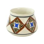 Abstracte Belgische Art Deco Vaas Amc Wit Blauw Zwart Craquelé Aardewerk thumbnail 8