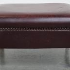 Set Van 2 Mooie En Comfortabele Bordeauxrode Rundleren Oorfauteuils + Hocker In Engelse Stijl thumbnail 22