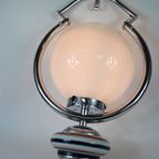 Vintage Opaline Hanging Pedant / Sphere In Chrome Plated Housing With A Ceramic Base thumbnail 5