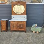 Prachtige Kaptafel Commode Met Marmer Blad + Nachtkastje thumbnail 5
