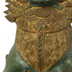 Grote Tempelleeuw Verguld Brons Beeld Thailand Foo Dog 27cm thumbnail 10