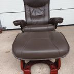 Verstelbare Bruin Leren Relaxfauteuil Met Voetenbank thumbnail 11