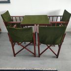 Unieke En Zeldzame Jaren 50 Green Brothers 'foldable' Regisseursstoelen Bridge Tafelset thumbnail 2