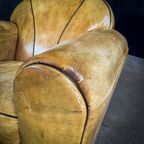 Xl Mega Vintage Leren Club-Fauteuil thumbnail 4