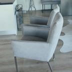 Twee Eetkamer Stoelen Grijs Micro Leder Met Skeet Draai Wieltjes . thumbnail 3