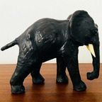 Vintage Olifant Beeld Leder Jaren 60 thumbnail 3