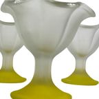 Set Of 6 Frosted Glass Ice Cream / Desert / Sundae Coupes - Floral Decor Made By Kig Indonesia - thumbnail 4