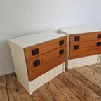 Vintage Mid Century Teak Nachtkastjes Met Klep thumbnail 3