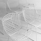 Vintage Mid-Century Set Van 7 Witte Harry Bertoia Eetkamerstoelen thumbnail 19