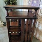 Antieke Grote Eiken Boekenmolen, 112 Cm Hoog, 67x67 Cm thumbnail 2