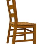 Vintage Set Van 6 Eetkamerstoelen Eiken En Riet Design thumbnail 10