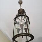 Grote Antieke Franse Bronzen Hallantaarn Hanglamp thumbnail 4