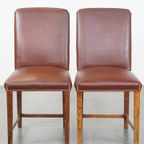 Set Van 4 Luxe En Comfortabele Cognac-kleurige Engelse Stijl Eetkamerstoelen thumbnail 13