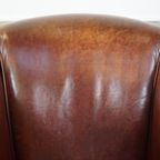 Statige, Charmante Schapenleren Clubfauteuil, Correcte Afwerking Met Siernagels thumbnail 9