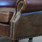 Set Van 2 Prachtige, Unieke En Comfortabele Bruin Generfde Rundleren Chesterfield Fauteuils thumbnail 6