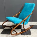 Ton / Thonet Arm Less Rocking Chair In Blue Velvet Upholstery thumbnail 8