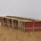 Brocante, Bruine Antieke Houten Letterbak, Wanddecoratie B thumbnail 12
