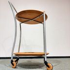 Wooden Serving Double Tray Table With Wooden Wheels thumbnail 4