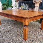 Oude Teakhouten Salontafel Afm. 140x90cm En 49cm Hoog. thumbnail 3