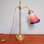 Art Deco Bureaulamp In Messing En Gesatineerd Glas, 1920-30 thumbnail 14