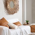 Bazar Bizar | Het Six Panel Leather Kussenhoes - Camel - 30x50 thumbnail 6