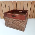 Rotan Opbergbak Met Houten Rand thumbnail 2