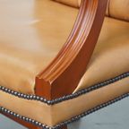 Mooie Rundleren Chesterfield Eetkamer/ Bijzetstoel In Engelse Stijl In Een Lichte Cognac Kleur thumbnail 13