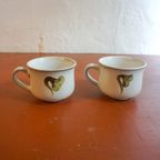 2 X Vintage Denby Stoneware Troubadour Mugs Withgreen Fruit Motif Sage Green Made In England thumbnail 7