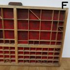 Brocante, Bruine Antieke Houten Letterbak, Wanddecoratie F thumbnail 9