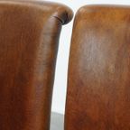 Set Van 6 Comfortabele, Statige Eetkamerstoelen Van Schapenleer thumbnail 11