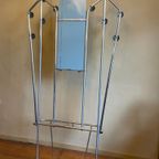 Vintage Staande Kapstok Met Spiegel Aluminium Frans thumbnail 15