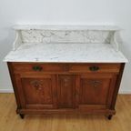 Vintage Frans Dressoir Commode, Ladekast Badkamermeubel Met Marmer Blad 903 thumbnail 5