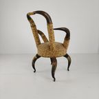Zeldzame, Zeer Decoratieve 19E-Eeuwse Stierenhoornfauteuil (1870) thumbnail 15