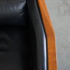 Mooie Zwarte Rundleren En Houten Art Deco Design Fauteuil Van Schuitema Uit De Decoforma Serie thumbnail 8