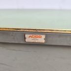 Vintage Industriële Desk / Bureau Acior Met Muntgroen Blad thumbnail 9