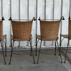 4 Wrought Iron Wicker Seat Dining Chairs From 1980 thumbnail 17