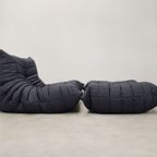 Ligne Roset Togo - 1 Zit & Poef - Blauw Pinstripe Stof thumbnail 4