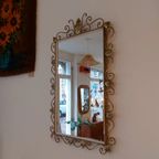 Vintage Rechthoekig Deknudt Spiegel Wandspiegel Messing thumbnail 2