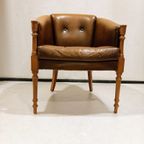 Charming Brown Leather Club Chair, Studded And Hand-Dyed, Fully Restored thumbnail 6