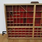 Brocante, Bruine Antieke Houten Letterbak, Wanddecoratie F thumbnail 8