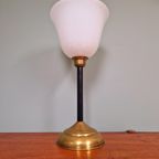 Art Deco Lamp In Messing En Witte Opaline, 1920-30 thumbnail 14