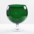 Grote Vintage Groene Glazen ‘Brandy Glass’ Vaas Beker Mond Geblazen 26Cm thumbnail 7