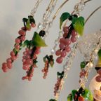 Vintage Roze Druiven Kroonluchter Hanglamp Kristal Geblazen thumbnail 3