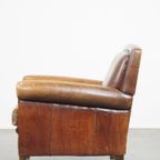 Comfortabele, Karaktervolle Fauteuil/armchair Gemaakt Van Schapenleer Met Een Leuk Design thumbnail 6