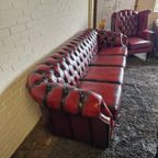 Chesterfield 4-zits Bank Charlston Antiek Rood thumbnail 2